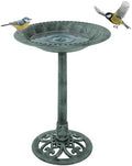 Pure Garden Antique Style Outdoor Bird Bath, Patina Green by PureGarden