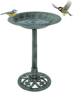 Pure Garden Antique Style Outdoor Bird Bath, Patina Green by PureGarden