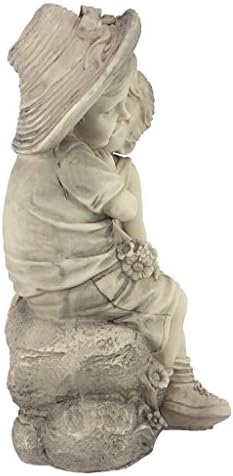 Design Toscano Boy and Girl Garden Decor Statue ,14 Inch, Polyresin, Antique Stone - Image 3