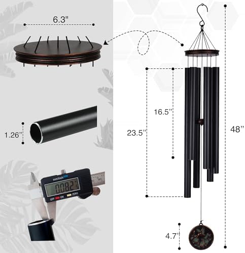Vanquer Large Wind Chimes for Outside Deep Tone - 46'' Wind Chimes Outdoor Clearance, Windchimes Outdoors, Hummingbird Wind Chime,Sympathy Gift, Patio, Home Décor, Vintage Black (46" Hummingbird) - Image 2