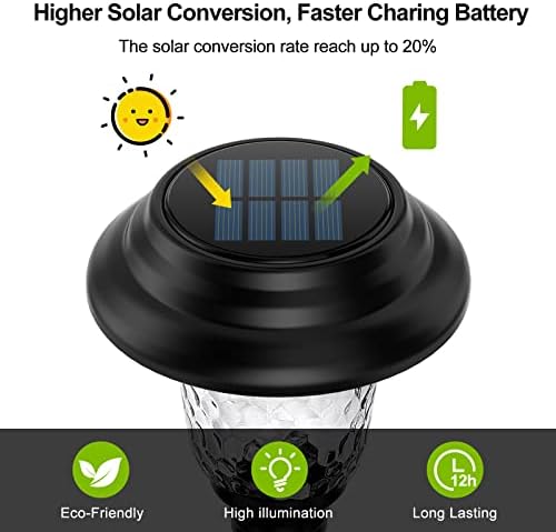 Glass Solar Lights Outdoor waterproof, 4 Pack Super Bright Solar Pathway Lights, Up to 12 Hrs Long Last Auto On/Off Garden Lights Solar Powered, Stainless Steel LED Light For Yard Landscape Cool White - Image 3