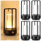 4 Pack Black Portable Metal Table Lamp LED Rechargeable Cordless Table Light Battery Operated Desk Touch Lamp 3 Color Stepless Dimming Light for Home Outdoor Camp Patio Bar Restaurant by Unknown