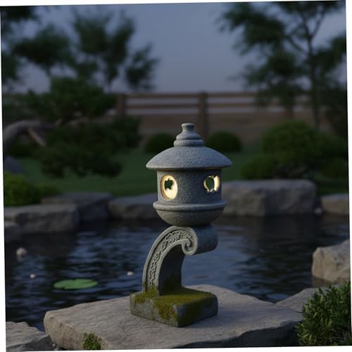 Grey Resin Pagoda Garden Statue Japanese Garden Decor – Outdoor Zen Atmosphere Pagoda Statue - Image 3