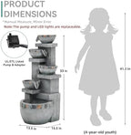 4-Tier Outdoor Water Fountain Outdoor with Pebbles and Warm LED Lights - Image 4