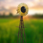 Red Carpet Studios Windmill Wind Spinner Garden Décor Metal Yard Art Outdoor Sculpture, Stands 89" Tall, Sunflower - Image 2
