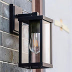 Outdoor Wall Light Fixtures, Exterior Waterproof Lanterns, Porch Sconces Wall Mounted Lighting with E26 Sockets & Glass Shades, Modern Matte Black Wall Lamps for Patio Front Door Entryway (3) - Image 3