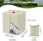 MECCANIXITY Zipper IBC Tote Cover 275 Gallon, 420D Heavy Oxford Waterproof Sunshade Rain Barrel Water Tank Protective Cover for 1000L Outdoor Garden, (39.37 x 47.24 x 45.66 Inch, Beige) - Image 2