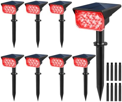 Halloween Solar Spot Lights Outdoor,20 LED Waterproof IP65 Solar Landscape Light Adjustable Panel Spotlights for Wall Tree Yard Garden Christmas Red Lights 8 Pack by CREPOW