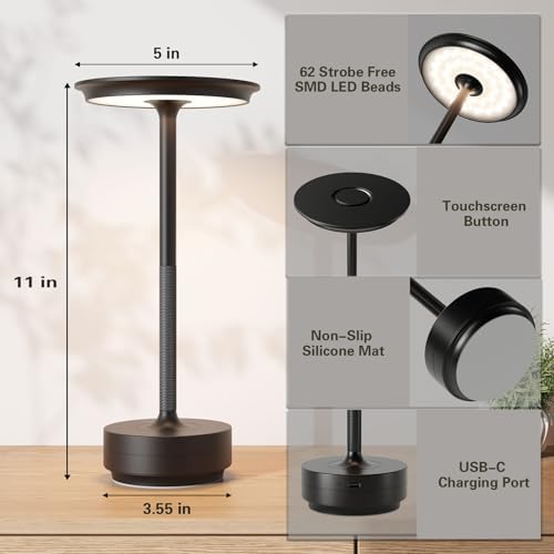 LED Cordless Table Lamp Set of 2,Battery Operated lamp - Image 3