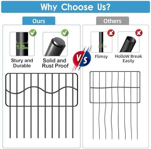 Eibikdi 50ft x 13in Garden Animal Barrier Fence 35pack Metal Wire Rustproof Border Decorative Fences No Dig Fences Small Dog Fence Barrier Rabbit Fencing for Outdoor Garden Yard, Patio - Image 6