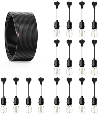 GOODSMANN LED Outdoor Low Voltage String Lights 12V 16 PCS Bulbs Hanging Landscape Lighting, 50 FT Light String Weatherproof Decorative Lights by GOODSMANN