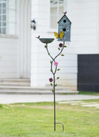 57" H Metal Bird Bath Bowl and Bird House 2-in-1 Design for Outdoors, Garden Yard Decor - Image 6