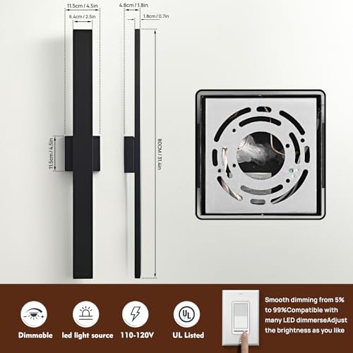 Black Long Outdoor Wall Lights Modern Exterior Lighting Fixtures 31.5 Inch Outdoor Wall Sconce LED 3000K IP65 Waterproof Wall Mount Outside Lights for House Garage Front Door Patio 2Pack - Image 2