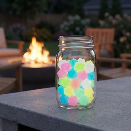 Kisangel 500pcs Glow in The Dark Pebbles - Glowing Aquarium Rocks, Micro Landscape Gravel - Luminous Rhomboid Resin Stone for Garden Yard Path Patio Decoration - Image 5