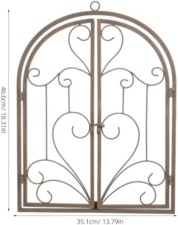FONDOTIN Faux Window Wall Decor: Iron Art Rustic Window Frame For Garden And Entryway - Farmhouse Wall Art Vintage Decoration For Indoor And Outdoor 13.8"X18.3" Light Brown - Image 2