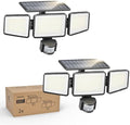 Philips Solar Security Light Outdoor 302 LED 1200lm，Solar-Powered Waterproof Wall-Mounted Flood Light w/PIR Motion Sensor, 3 Heads, IP65 Waterproof, 3 Modes (2 Packs) by Philips