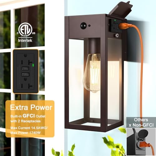 Porch Lights with GFCI Outlet, 2Pack Motion Sensor Outdoor Lights - Image 2
