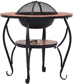 Mosaic Fire Pit Table with Steel Bowl, 26.8-inch Ceramic Surface for Garden Patio Backyard Heating and Barbecue Use - Image 5