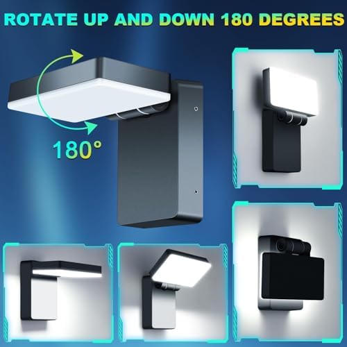 ledmo 40W LED Outdoor Wall Light, 3000LM 5000K Daylight Exterior Security Floodlights, IP65 Waterproof Modern Wall Pack with 360° Rotate and 180° Fold Adjustable Head Black Aluminum Housing - Image 3