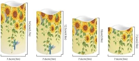 Sunflower Hummingbird Flickering Flameless Candles Pillar LED Candles with Remote and Timer Set of 4 Color Changing Battery Operated Candles for Home Decoration - Image 2