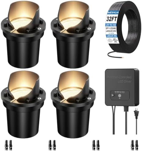 MEIHUA Low Voltage Landscape Lighting LED Well Lights, 12W In-Ground Lights by MEIHUA