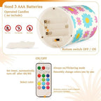 Lovely Daisy Floral Peach Blue Flameless Votive Candles with Remote Candles with Timer Waterproof Electronic Lights Flickering Led for Christmas Battery Operated Flickering 2-Piecing Set - Image 4
