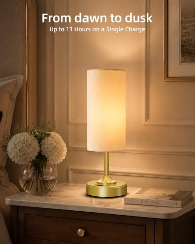 Cordless Lamp, 2-Pack, Dimmable, Ambient Light, 2700K, Timer, Touch Control, Portable, LED, Battery Operated, Rechargeable, Wireless, Desk Lamp, Kitchen Lamp, Fabric Shade, for Bedroom, Living Room - Image 5