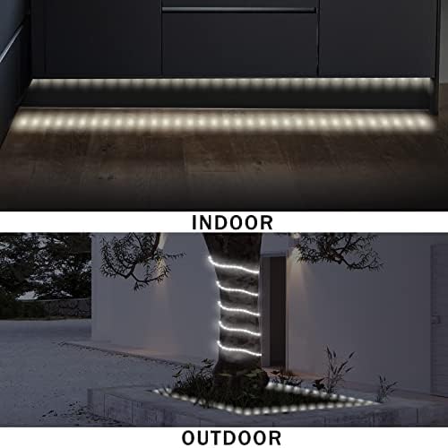 Rope Lights Outdoor Waterproof Daylight White: LED 20FT Cuttable Outside Bright 110V Lighting Connectable Flexible Plug Cool Clear Tube, Indoor Deck Patio Xmas Camping Decor, Not Flat Strip - Image 6