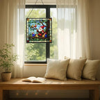 Gnome with Baby Birds Stained Glass Suncatcher – Square Hanging Window Panel for Home, Garden, Nursery, Halloween, Christmas, Memorial Day – Whimsical Glass Art Gift for Gnome Lovers 4u5en2 - Image 7
