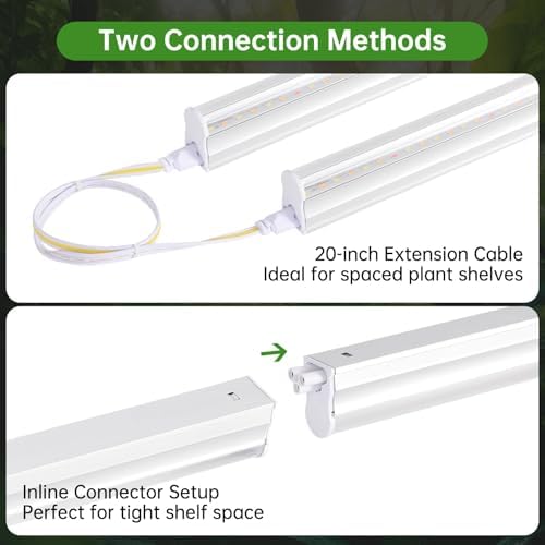 T5 Grow Lights, 2FT 60W (4×15W, 500W Equivalent), Full Spectrum Grow Lights for Indoor Plants, 4000K, Plug and Play, Easy to Install, for Greenhouse & Plant Shelves (4 Pack) - Image 4
