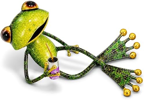 Metal Frog Garden Statues Outdoor Decor, Whimsical Yard Art Animal Figurines for Lawn Patio Porch and Pond, Cute Indoor Ornaments by FXFENOXO
