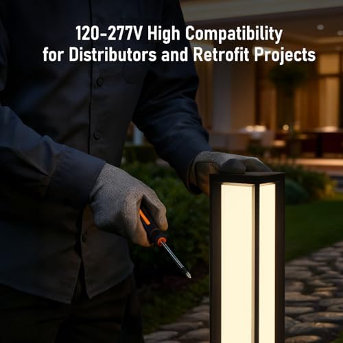 LEONLITE 5CCT 32" LED Bollard Pathway Lights Wired, 14W/19W/24W, 120V-277V - Image 5