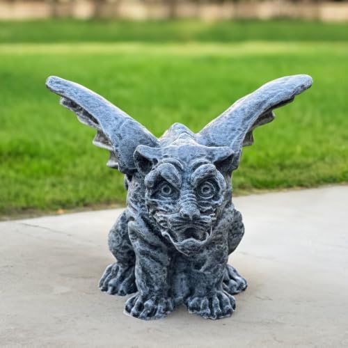 OLOMA Fantasy Guardian Gargoyle Concrete Garden Statue Outdoor Lawn Ornament Gothic Mythical Beast Sculpture Handmade Cement Yard Decor Patio Porch Halloween Fantasy Creature Figure - Image 3