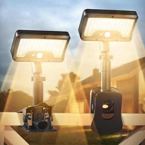 Clip On Solar Motion Lights Outdoor,360°Rotatable Fence Lights(2Pack,3000K) by SunlightEncounter