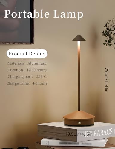 LED Rechargeable Cordless Table Lamps Brown - Image 4
