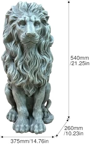 22.8" Seated Lion Statue Garden Outdoor Sculpture Home Patio Oxide - Image 2