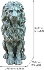 22.8" Seated Lion Statue Garden Outdoor Sculpture Home Patio Oxide - Image 2