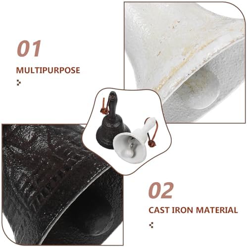 2pcs Vintage Cast Iron Dinner Bell with Rope Manual Restaurant Call Bell Retro Jingle for Christmas Tree Hanging Decor and Home Accent - Image 3