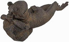 Bellaa Sleeping Frog Garden Statue - 8" Brown Stone Finish Outdoor Decorative Frog Figurine for Yard, Patio, Lawn & Home Decor - Image 3