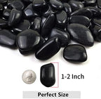 YISZM 10lbs Black Pebbles for Plants, 1-2 Inch High Polished Natural River Rocks for Landscaping, Decorative Stones Vase Filler Fish Tank Aquariums Garden Outdoor and Indoor DIY - Image 2