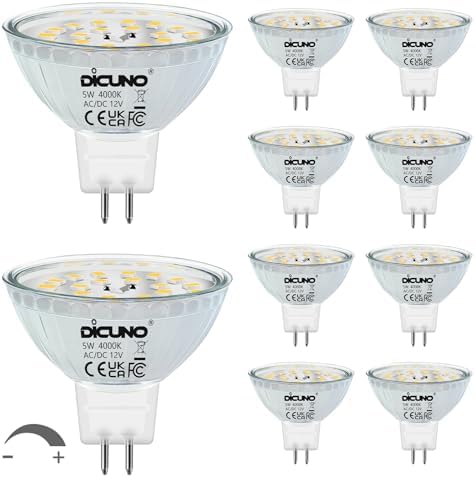 DiCUNO MR16 LED Bulb Dimmable, 50W Eq., Natural White 4000K, 670LM, 10-Pack by DiCUNO