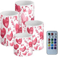 Battery Operated Candles with Timer 4 Pack Red Hearts Flameless Candles with Remote for Valentine's Day Dining Table LED Lamp for Porch Home Decorations by Merkmak