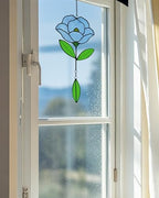 Flower Suncatchers, Stained Glass Window Hangings, Garden Suncatchers for Window and Wall Decor (B-Light Blue) - Image 2