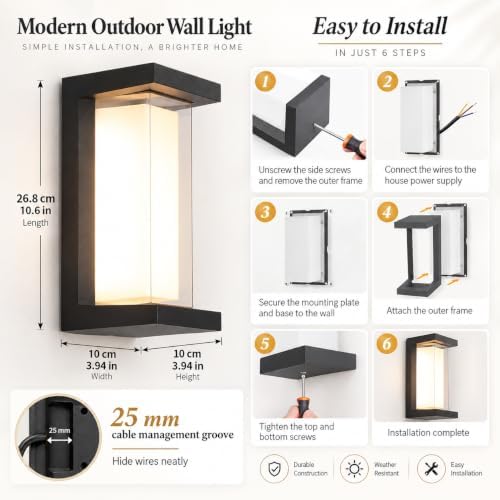 Outdoor Wall Lights, Outdoor Lights for House, 2200LM 3CCT Dimmable IP65 - Image 6
