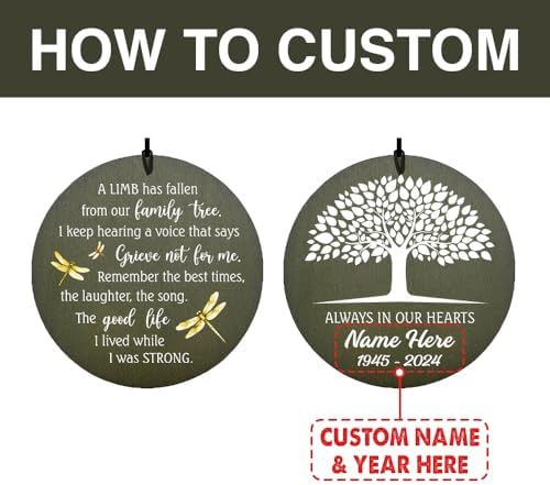 Personalized Life Tree Wind Chimes Dragonfly Windchime Outside - Image 2