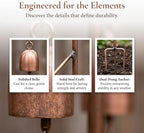 Retro Metal Garden Stake with 5 Bell Rings, Rustic Handmade Wind Chime Yard Decor, All-Weather Waterproof Lawn Ornament, Tool-Free Vintage Metal Art for Patio Backyard, Ideal Gardening Gift - Image 5