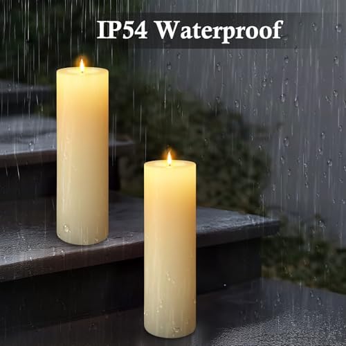 14"×4" Large Outdoor Flameless LED Candles, IP45 Waterproof, Ivory 2 Pack - Image 3