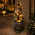 Outdoor Water Fountain with LED Lights, 34.84" Resin Tiered Jar Fountain for Patio, Garden, Porch, Backyard Decor, Freestanding Cascading Garden Fountain by Unknown