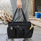 Tool Pouch, Heavy Duty 16oz Waxed Canvas Tool Bag, Rectangle Foldable Open Top Tool Bags with Handles, 10 Pockets | 15.5 x 7.5 x 10.5 Inches - Image 5