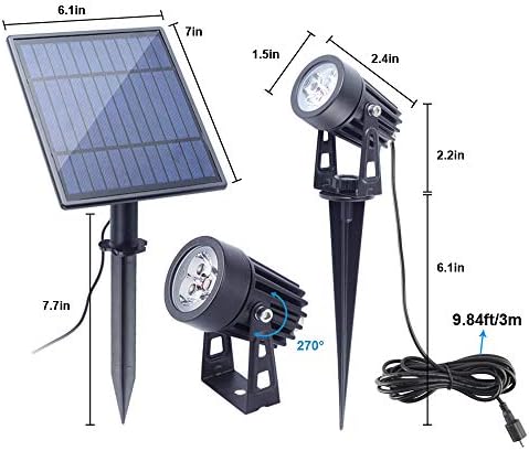 APONUO Solar Spotlights Landscape Lights Low Voltage Outdoor Solar Spotlight IP65 Waterproof 9.8ft Cable Auto On/Off with 4 Cool White for Outdoor Garden Yard Landscape Downlight (4-in-1) - Image 6